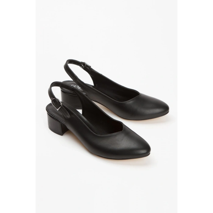 Günlük 3 cm Kısa Kalın Topuklu Ayakkabı Siyah