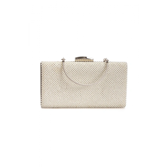 Kadın Beyaz Dantelli Alçak Tabanlı Gelinlik Ayakkabı ve Çanta Takımı