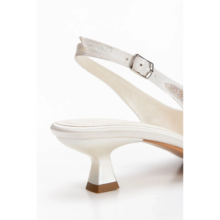 Kadın Kısa Topuklu İncili Gelinlik Abiye Ayakkabı ve Çanta Takımı