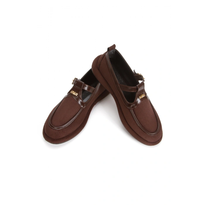 Kadın Kahverengi Aksesuarlı Makosen Babet Loafer Günlük Ayakkabı