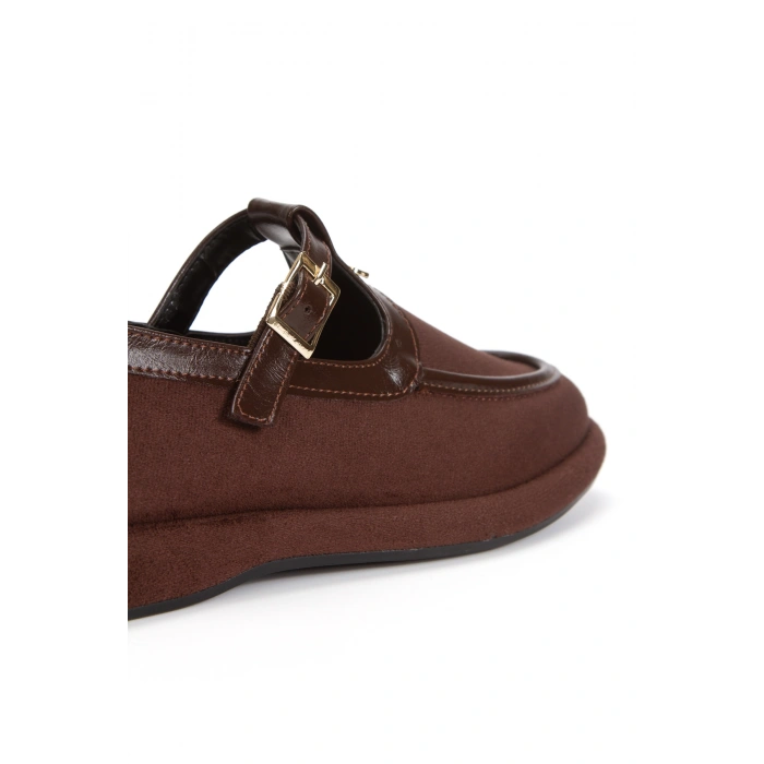 Kadın Kahverengi Aksesuarlı Makosen Babet Loafer Günlük Ayakkabı