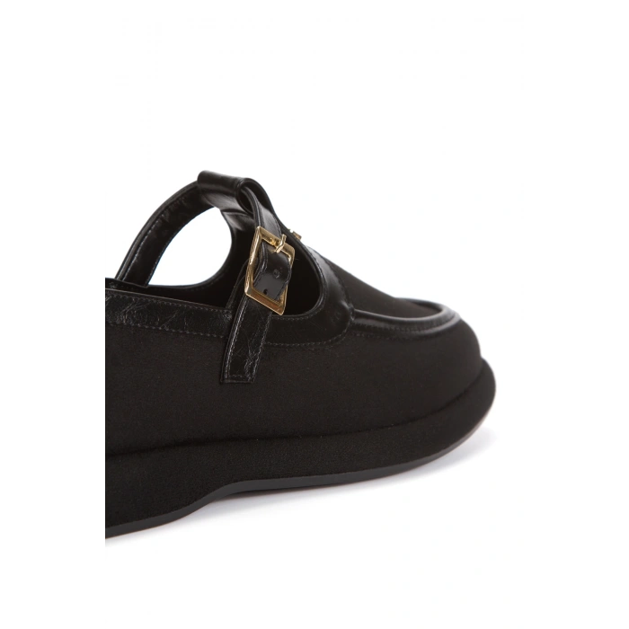 Kadın Siyah Aksesuarlı Makosen Babet Loafer Günlük Ayakkabı