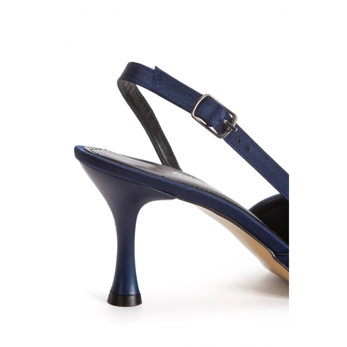 Kadın Sivri Burunlu Arkası Açık İnce Topuklu Stiletto Lacivert