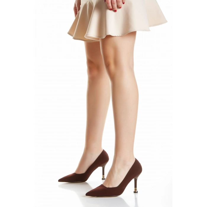 Kahverengi Özel Davetlere Uygun Şık İnce Topuklu Abiye Ayakkabı