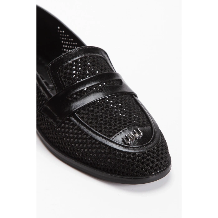 Kadın Siyah Triko Loafer Ayakkabı