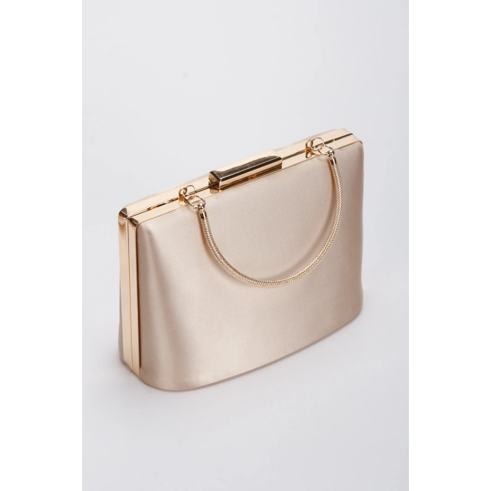 Sivri Burunlu Arkası Açık İnce Topuklu Stiletto Ve Çanta Takımı Bej