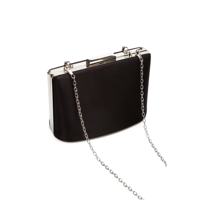 Sivri Burunlu Arkası Açık İnce Topuklu Stiletto Ve Çanta Takımı Siyah