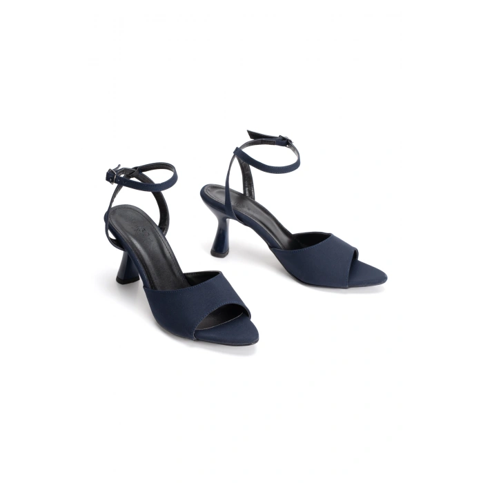 Kadın 7 cm Topuklu Tek Bantlı Ayakkabı Lacivert