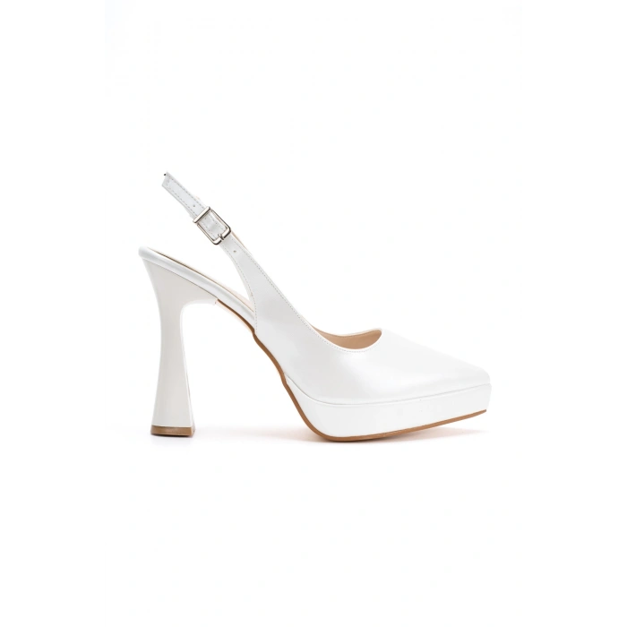 Kadın Sedef Sivri Burunlu Platform Topuklu Arkası Açık Abiye Ayakkabı