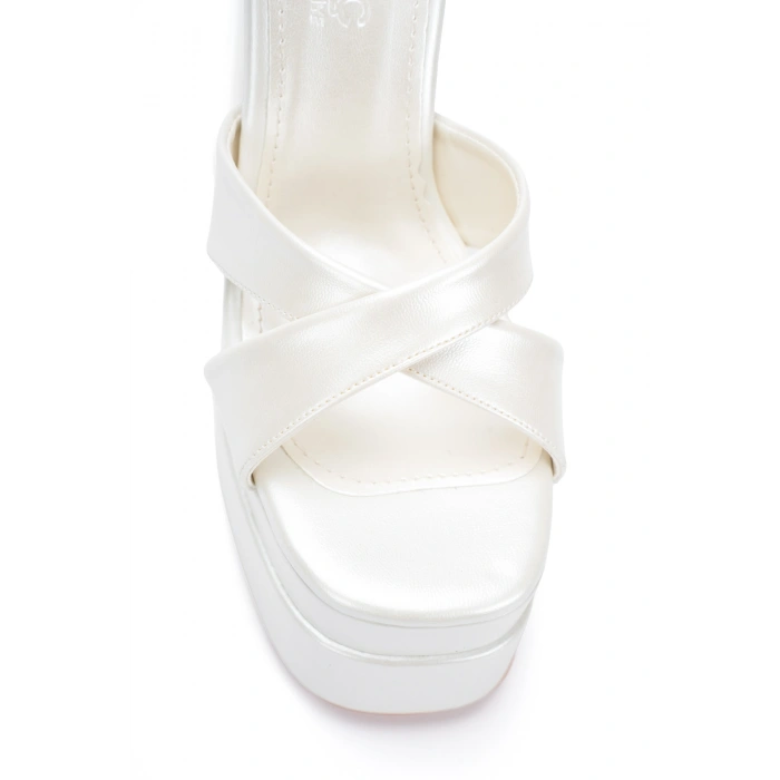 Kadın Çift Kat Çapraz Bant Platformlu Gelin Ayakkabısı