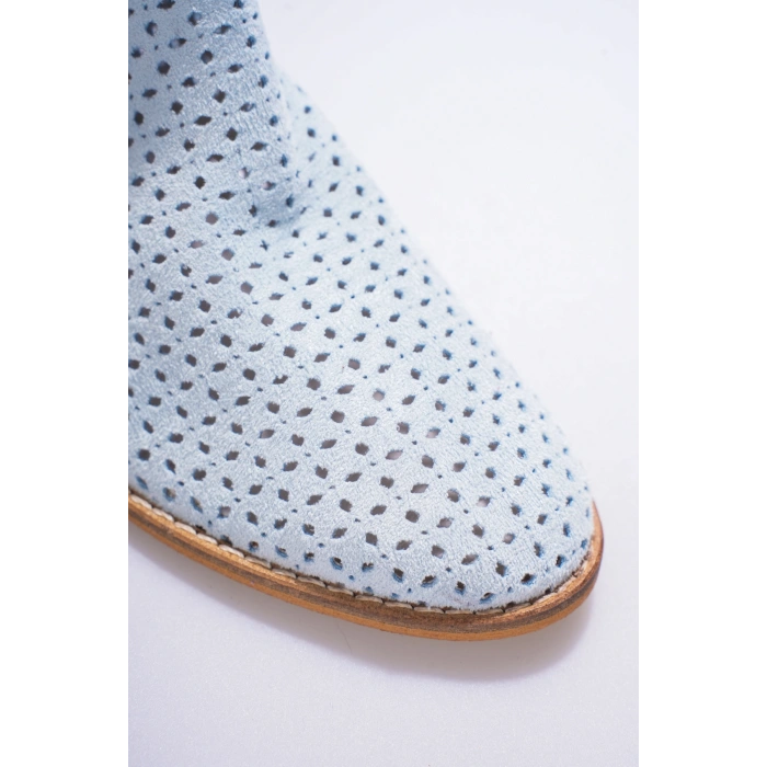 Kadın Lazer Kesim Kovboy Tarz Yazlık Bot Buz Mavisi