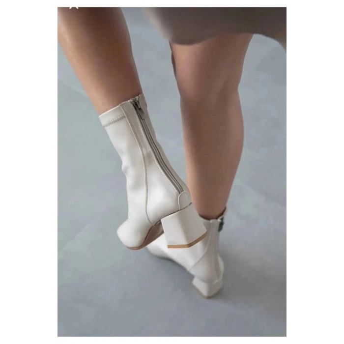 Bej Arkası Fermuarlı Streç Bot