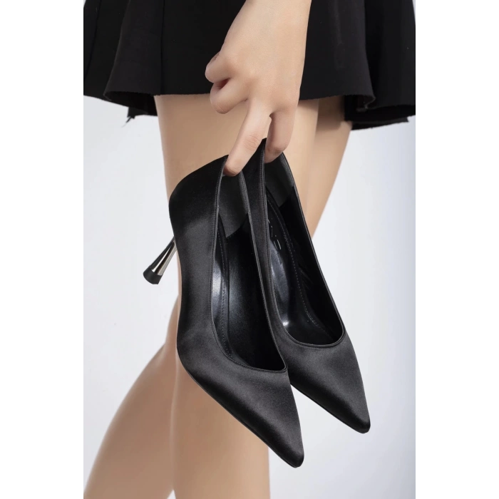 İthal Malzeme Özel Üretim Stiletto ve Çanta Takımı Siyah