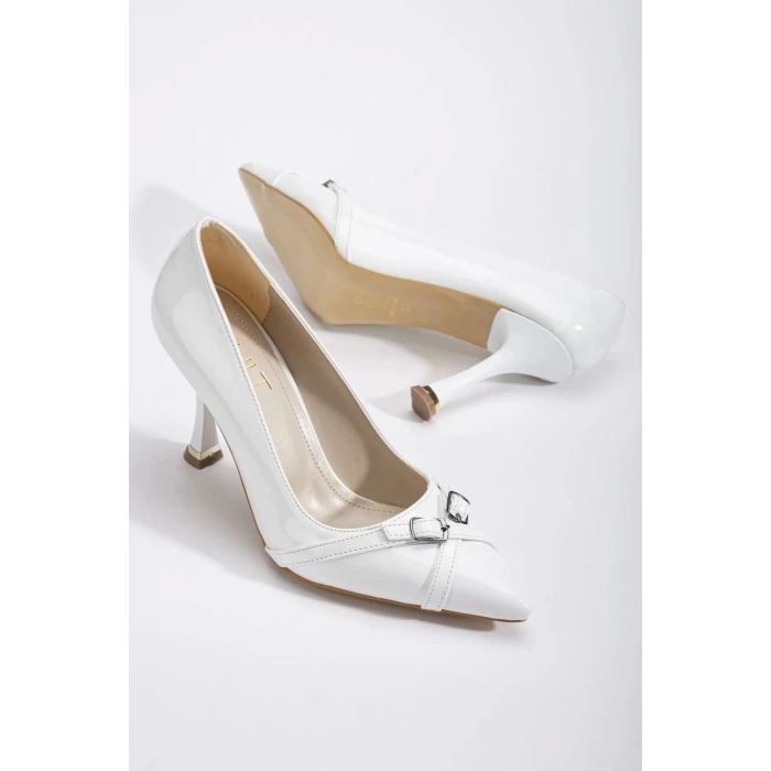 Kadın Ayakkabı ve Çanta Takımı Beyaz Rugan