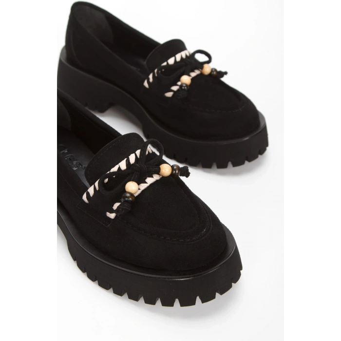 Kadın Günlük Rahat Fiyonklu Loafer Siyah