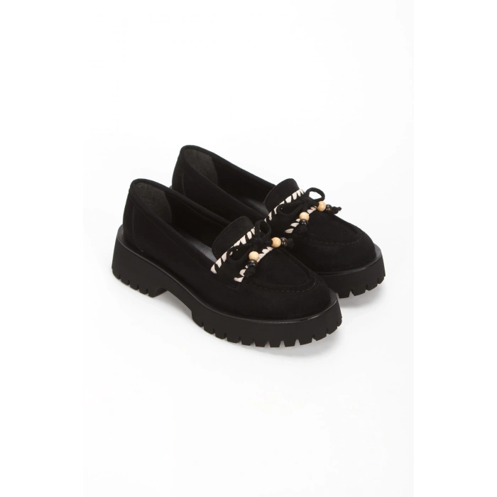 Kadın Günlük Rahat Fiyonklu Loafer Siyah