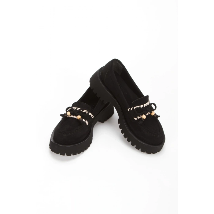 Kadın Günlük Rahat Fiyonklu Loafer Siyah