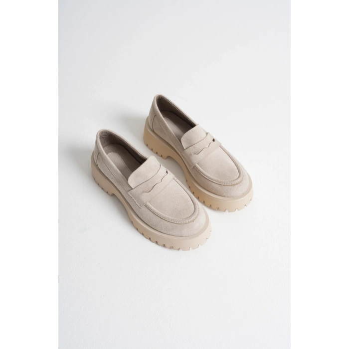 Kadın Günlük Rahat Loafer Bej Süet