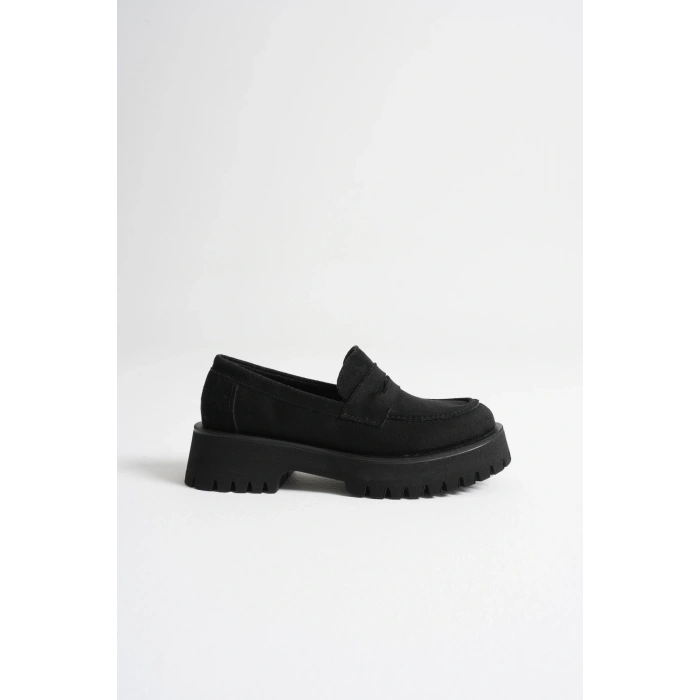 Kadın Günlük Rahat Loafer Siyah Süet