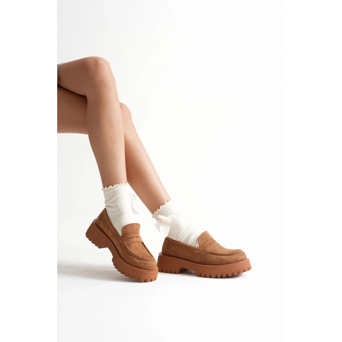 Kadın Günlük Rahat Loafer Taba Süet