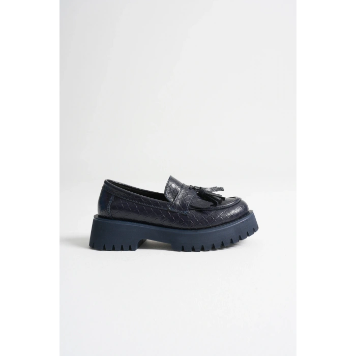 Kadın Günlük Rahat Püsküllü Loafer Lacivert