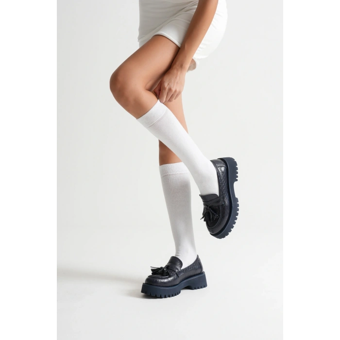 Kadın Günlük Rahat Püsküllü Loafer Lacivert