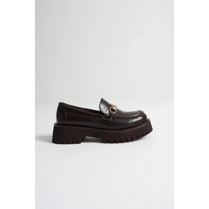 Kadın Günlük Rahat Tokalı Loafer Kahverengi