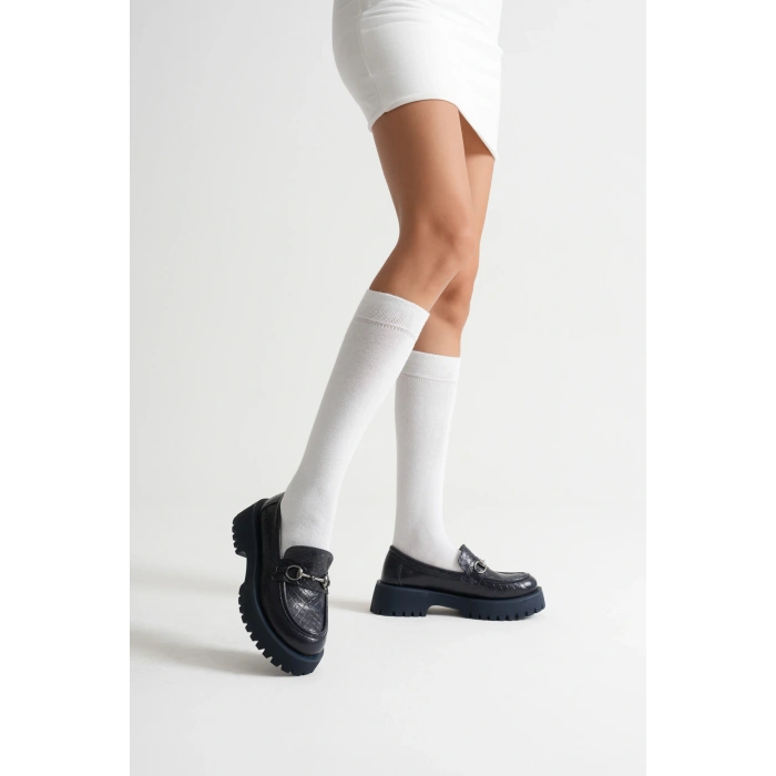 Kadın Günlük Rahat Tokalı Loafer Lacivert