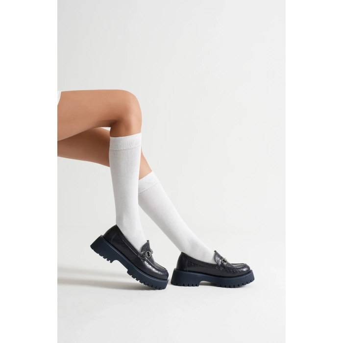 Kadın Günlük Rahat Tokalı Loafer Lacivert