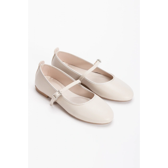 Kadın Hafif Günlük Kemerli Rahat Babet Bej