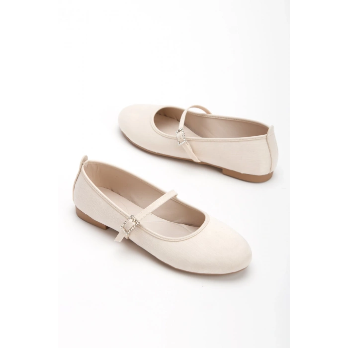 Kadın Hafif Günlük Kemerli Rahat Babet Ten Saten