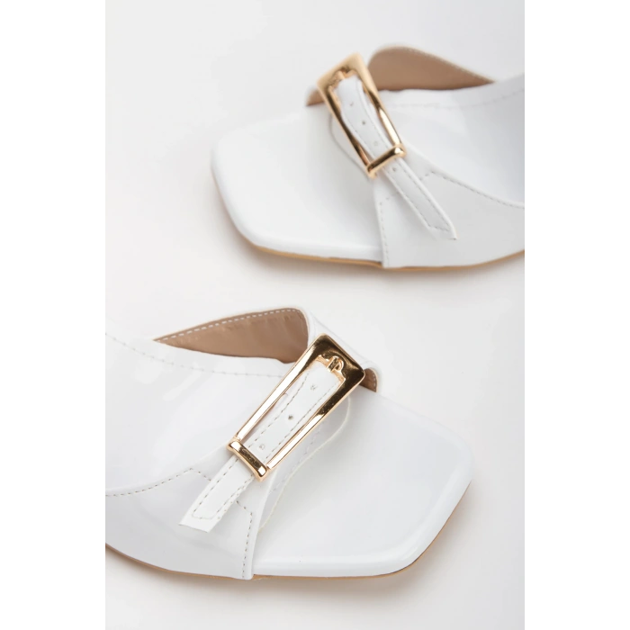 Kadın İnce Topuklu Şık Günlük Yazlık Ayakkabı Beyaz