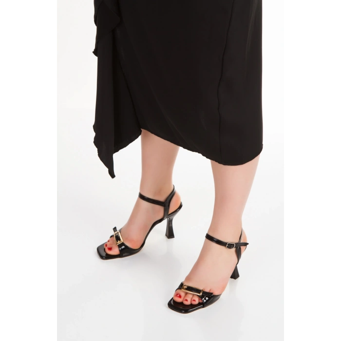 Kadın İnce Topuklu Şık Günlük Yazlık Ayakkabı Siyah