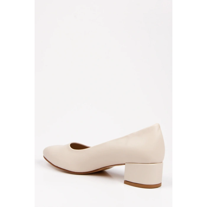 Kadın Kısa Kalın Topuklu Günlük Ayakkabı Bej