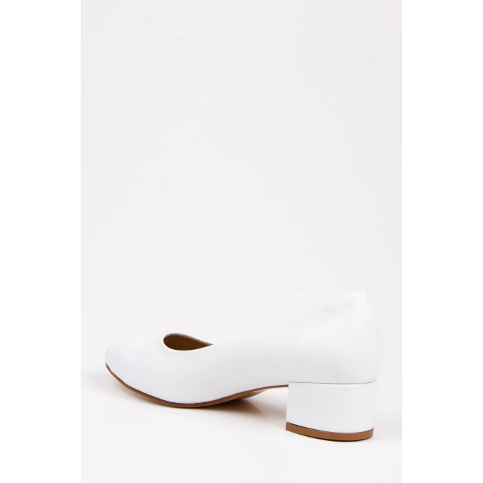 Kadın Kısa Kalın Topuklu Günlük Ayakkabı Beyaz