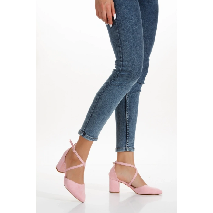Kadın Kısa Kalın Topuklu Günlük Ayakkabı Pembe