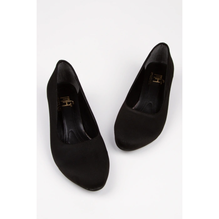 Kadın Kısa Kalın Topuklu Günlük Ayakkabı Siyah Süet