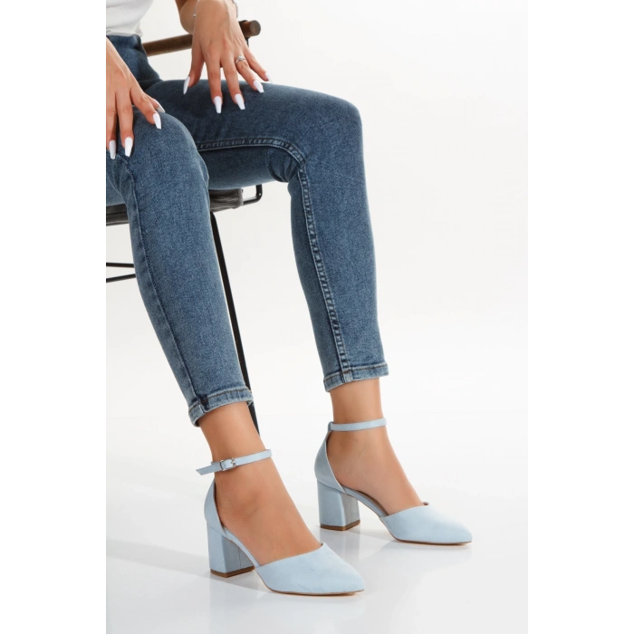 Kadın Kısa Topuklu Günlük Ayakkabı Bebe Mavi
