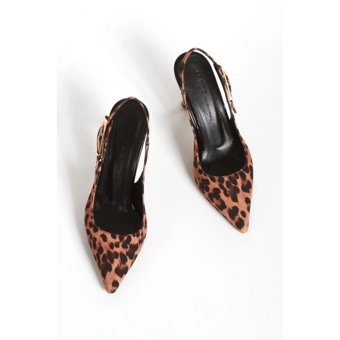 Kadın Leopar Desenli Tarz Topuklu Abiye Ayakkabı