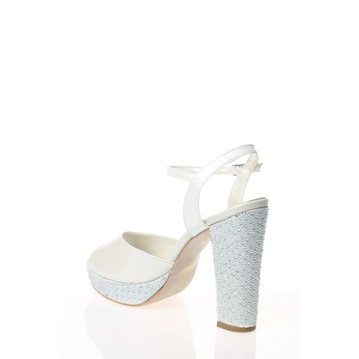 Kadın Platform Topuklu Taş İşlemeli Abiye Ayakkabı Sedef