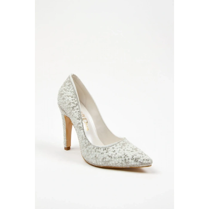 Kadın Sivri Burunlu İncili Aynalı Abiye Ayakkabı Sedef