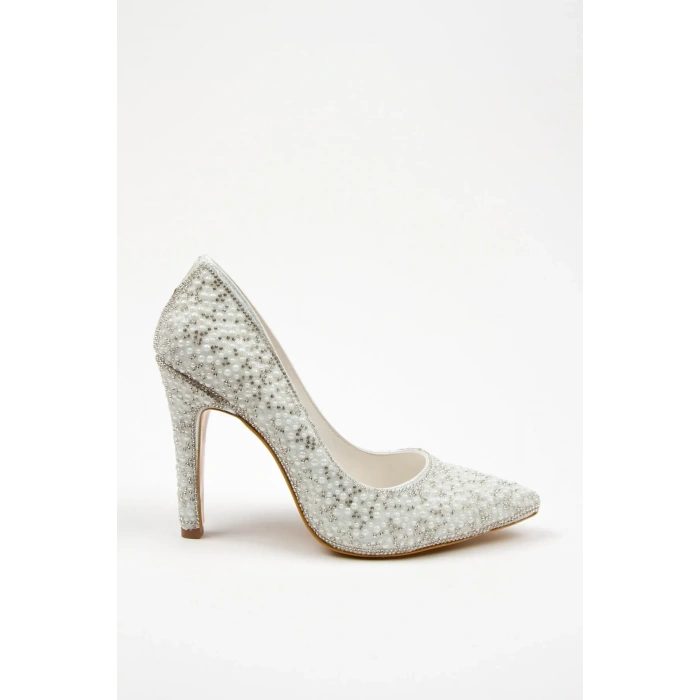 Kadın Sivri Burunlu İncili Aynalı Abiye Ayakkabı Sedef