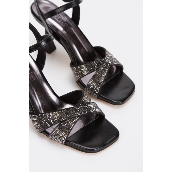 Kadın Taşlı Gece Ayakkabısı Siyah