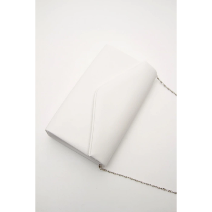 Kısa Topuklu Sivri Burunlu Stiletto ve Çanta Takımı Beyaz