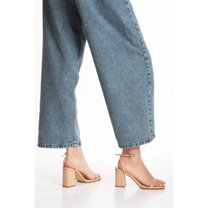 Nude Kadın 8 cm Kalın Topuklu Ayakkabı