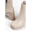 Kadın Bej Yüksek Topuklu Fermuarlı Bot