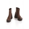 Kadın Kahverengi Yüksek Topuklu Fermuarlı Bot