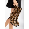 Kadın Leopar İnce Topuklu Streç Bot