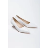 Kadın Sivri Burunlu Kısa Topuklu Stiletto Beyaz