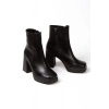 Kadın Siyah Yüksek Topuklu Fermuarlı Bot